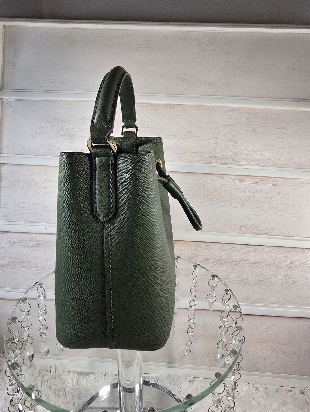 Michael Kors Green Saffiano Leather mini Bucket Bag only - Picture 4 of 14